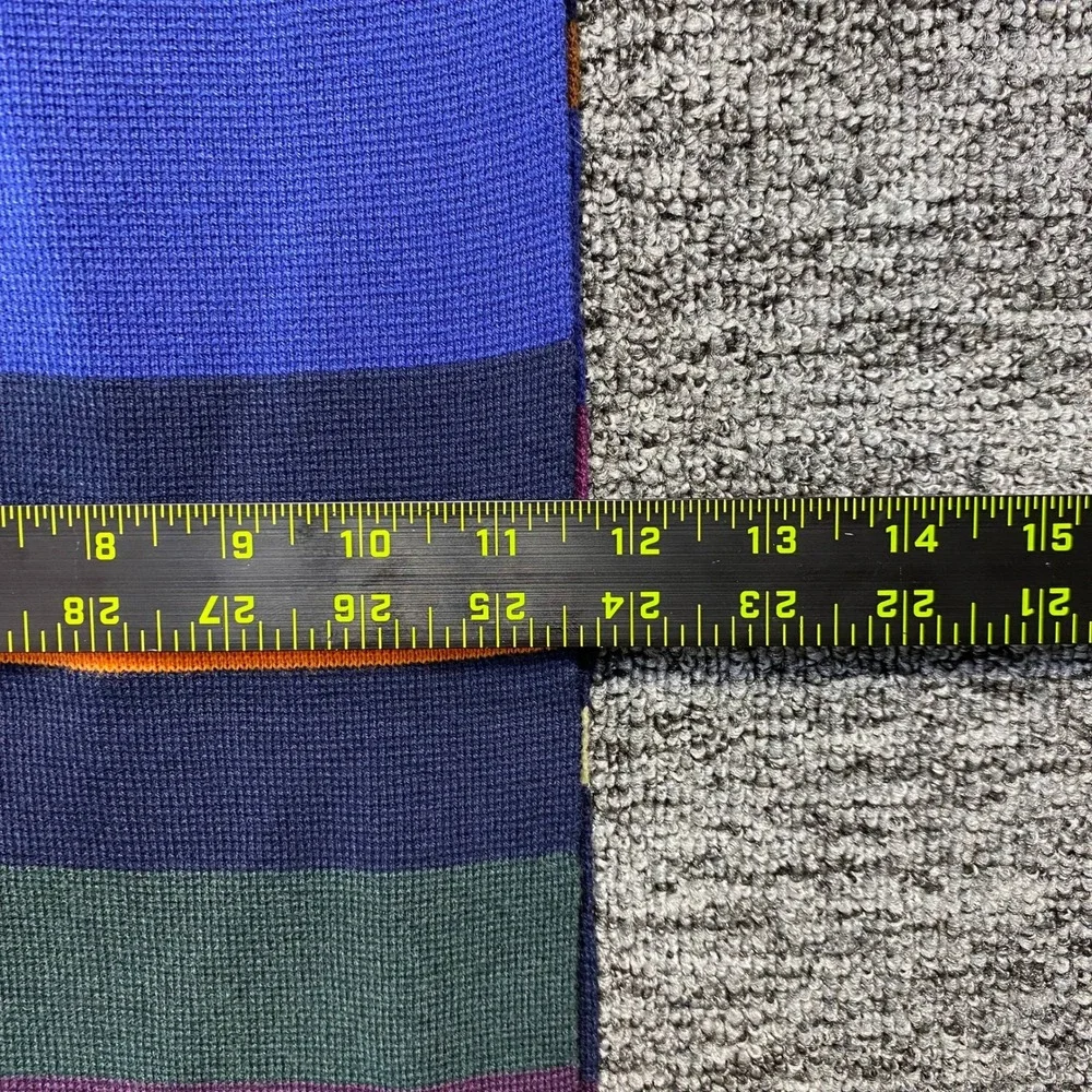 Lacoste NWT Cotton Wool Blend Striped Knit Scarf Blue Multicolor One Size